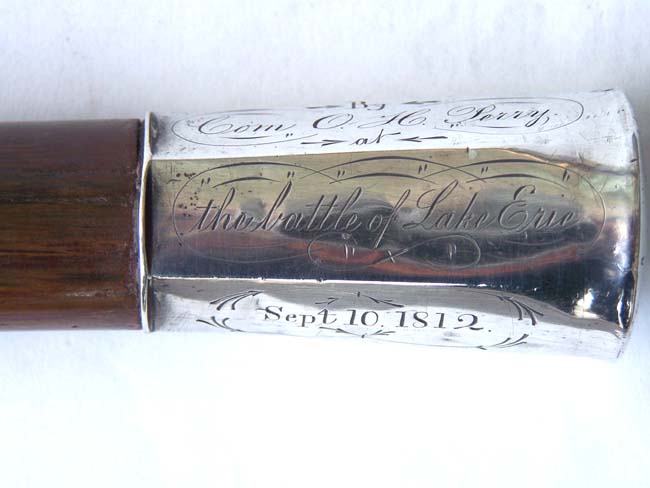 An Historically Important and Exceptionally RARE 19th century Silver Mounted Presentation Walking Stick made from wood salvaged from the War of 1812 Brig NIAGARA Commanded by Commodore Oliver H. Perry at the Battle of Lake Erie, Sept. 10, 1813. — image 4